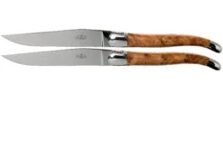 Forge De Laguiole, LAT22MINTHBRI, Juego De Cuchillos Para Carne De 2 Piezas Pulidos, Thuya-wood