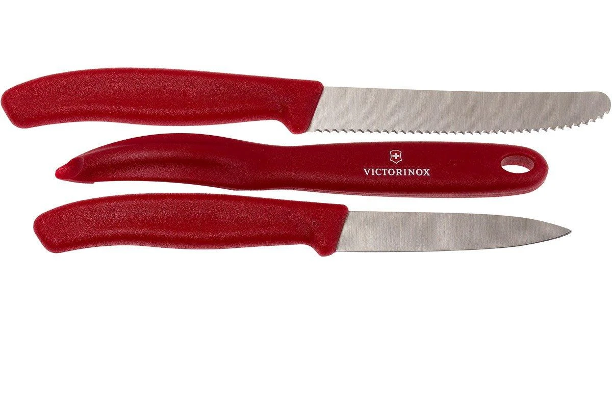 Victorinox SwissClassic Cuchillo De Verduras Rojo, Set De 3, 6.7111.31 - Imagen 2